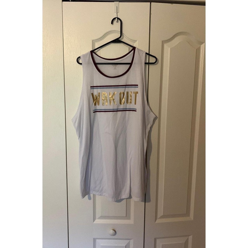 Old Navy Active Women 3X White Go-Dry WRKOUT Graphic Tank Top Shirt